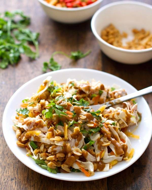 Thai Chicken Salad on a white plate.